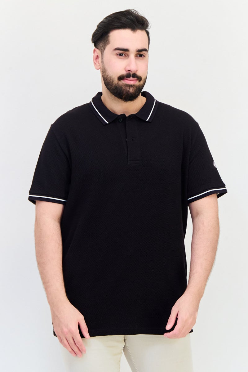 Celio Men Regular Fit Solid Short Sleeve Polo Shirt, Black - Image 1